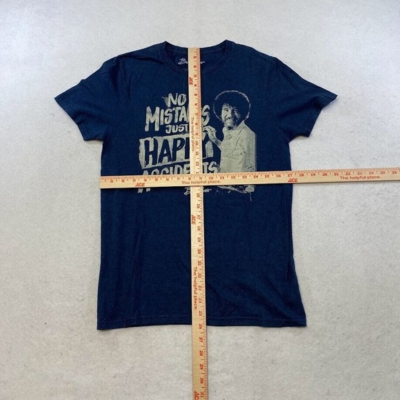 Bob Ross No Mistakes Just Happy Accidents Tee Thrifted Vintage Style Size S - Picture 5 of 8
